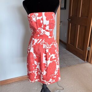 Camille La Vie Strapless Orange Floral Dress